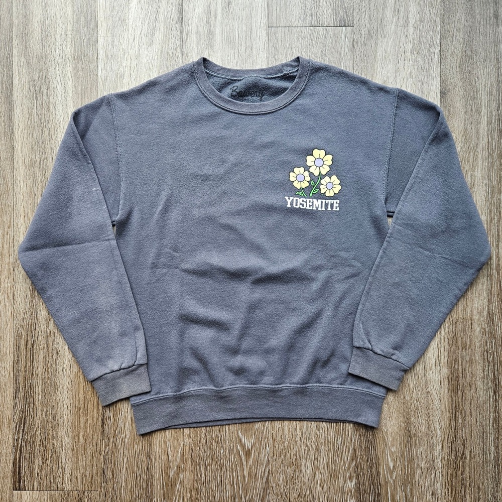 Bowery Supply Co Yosemite National Park Floral Sweatshirt Gray Womens Small